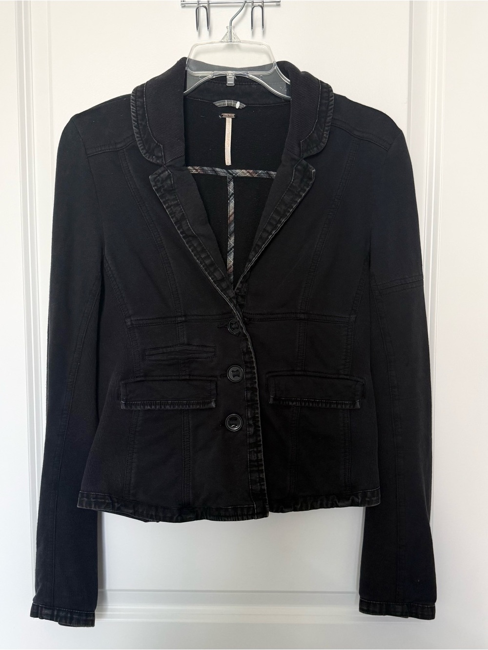 Free People Black Fitted Knit Blazer